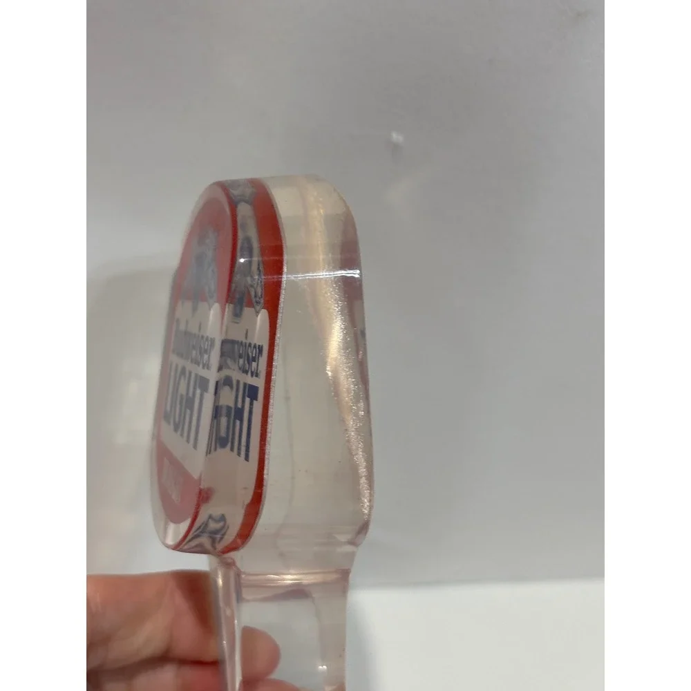 Budweiser Light Beer Tap Handle Unisex Clear Red Draught Acrylic Vintage Bar